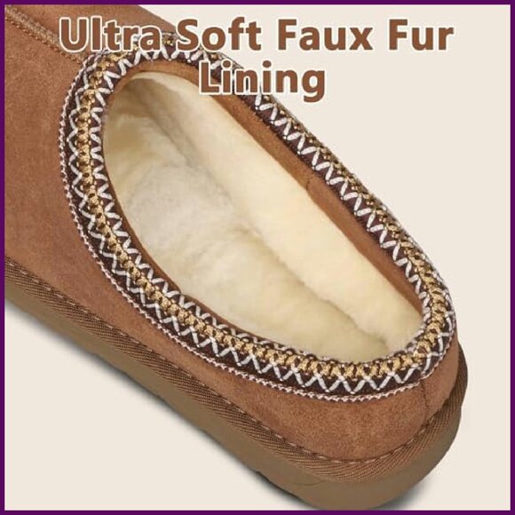 Faux Fur Lined Platform Slipper Boots Women's Waterproof Anti-Slip Winter - Picture 6 of 7